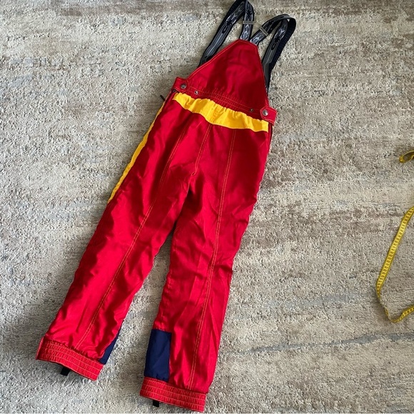 Spyder Vintage Ski Bibs Snow Pants Thinsulate Insulated Retro Red Yellow: 14 - Picture 11 of 14